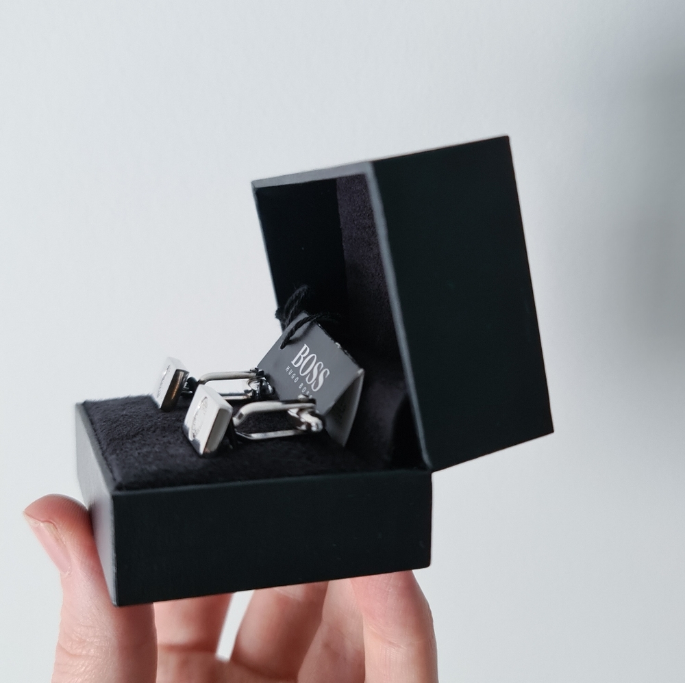 Hugo Boss Mens Silver Cuff Links Cufflinks - Picture 6 of 6